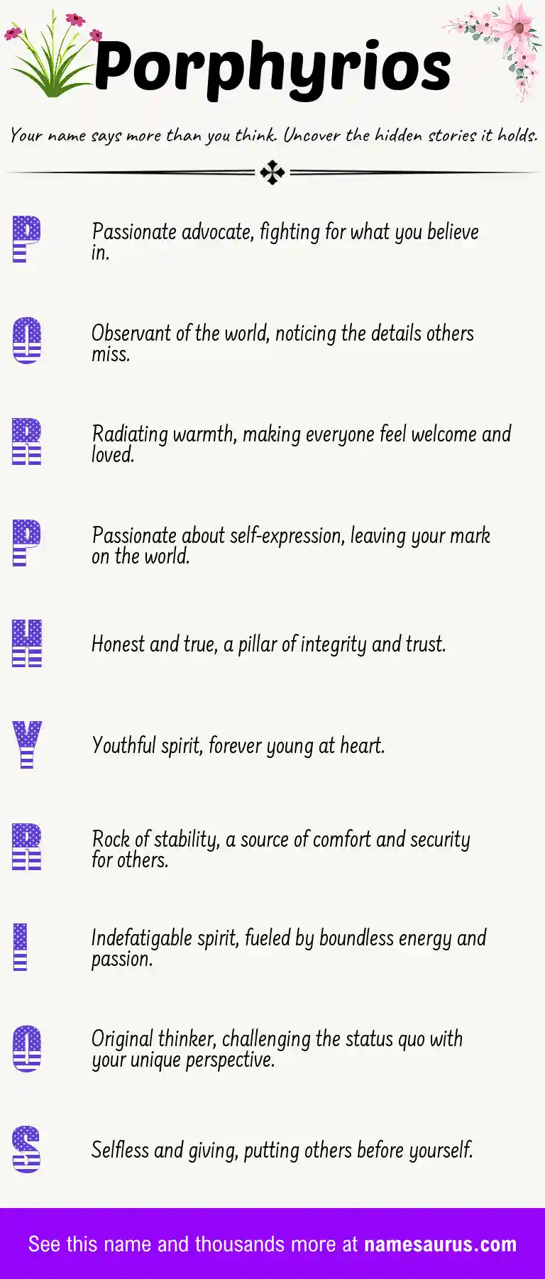 Acrostic poem about Porphyrios.
