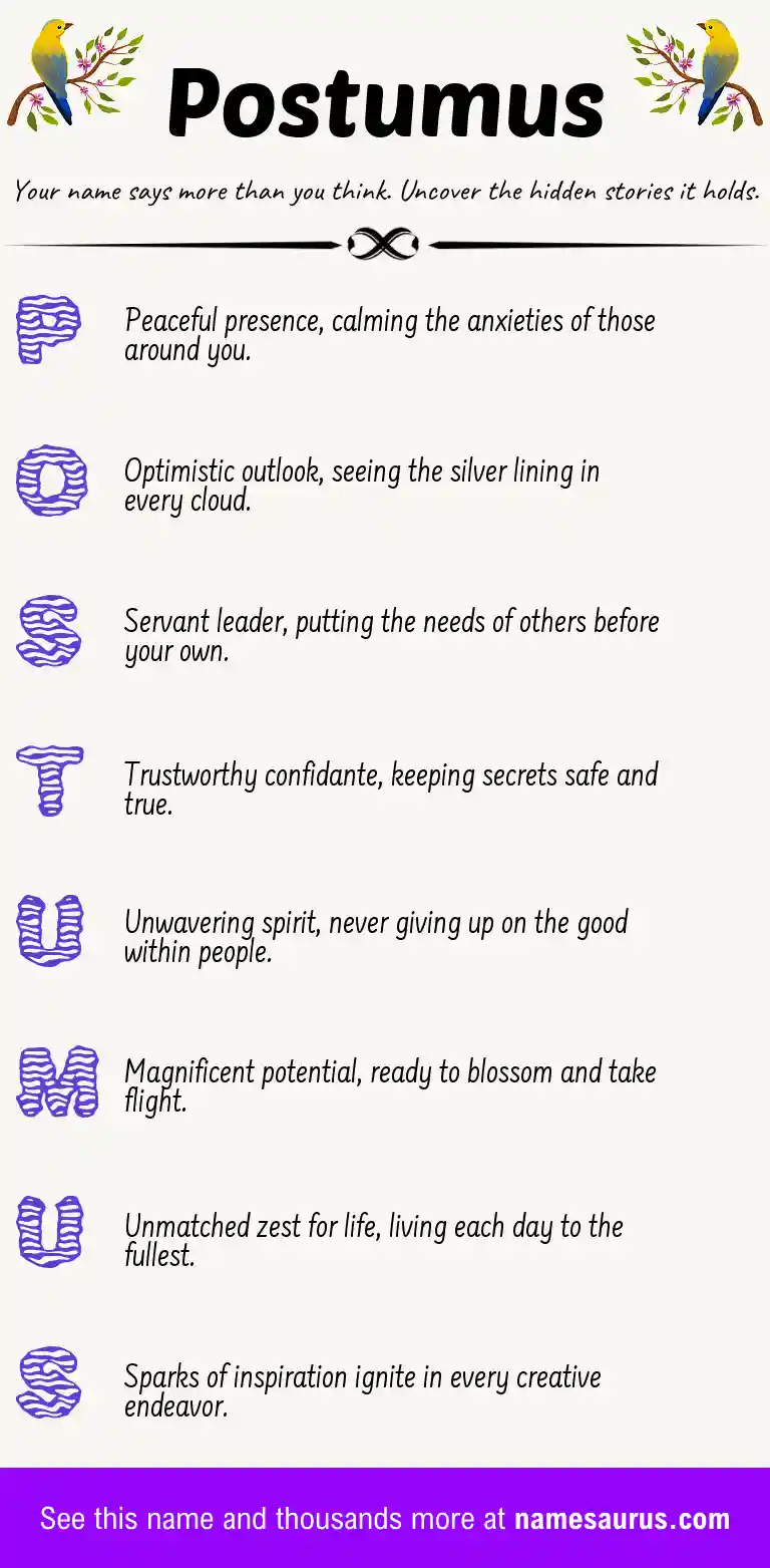 Acrostic poem about Postumus.