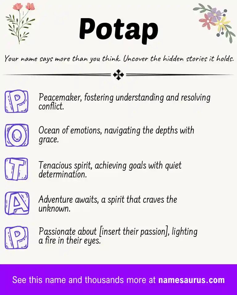 Acrostic poem about Potap.
