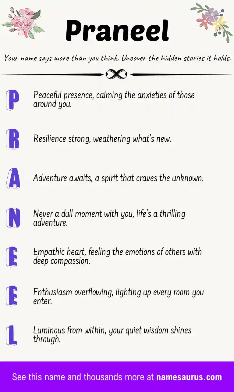 Acrostic poem about Praneel.