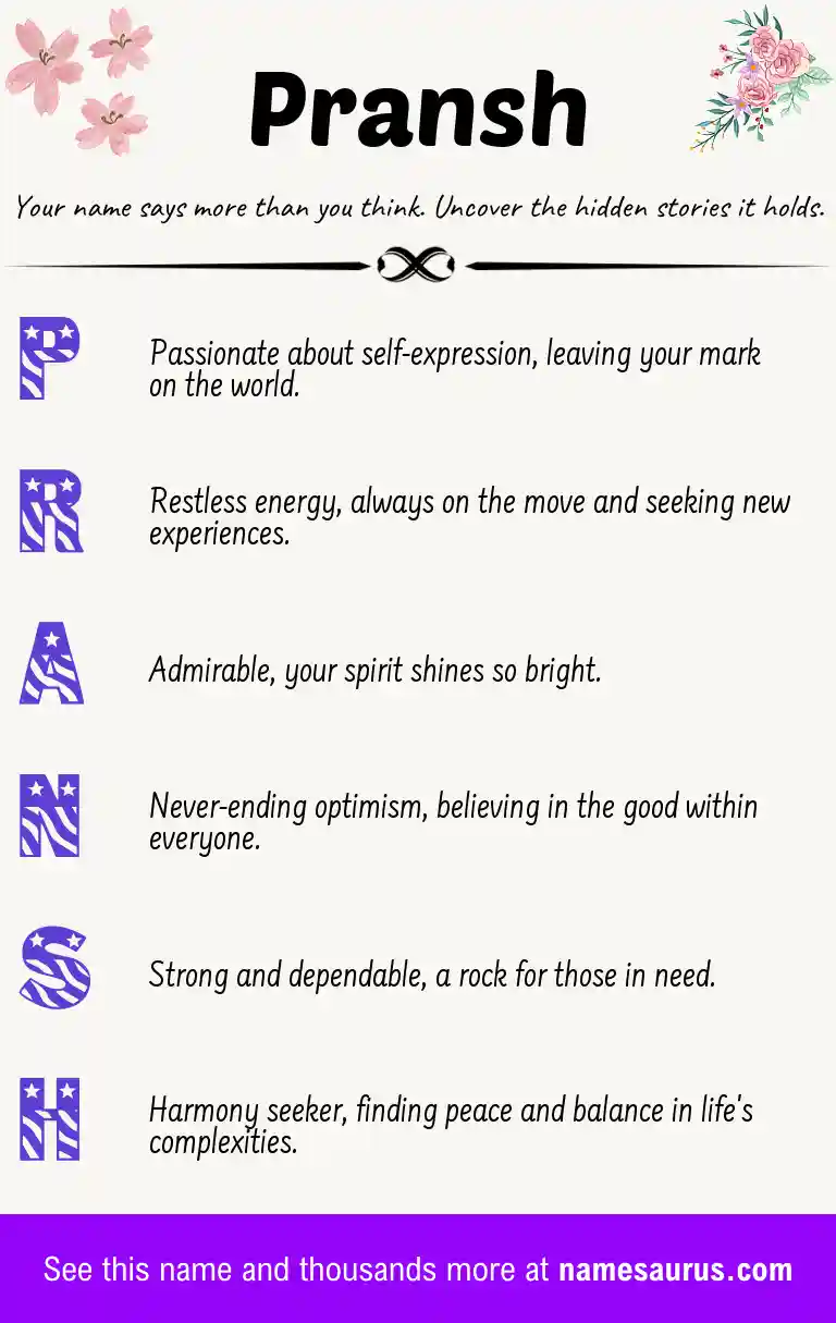 Acrostic poem about Pransh.