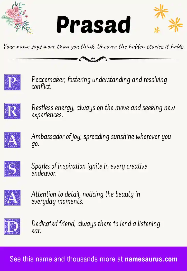 Acrostic poem about Prasad.