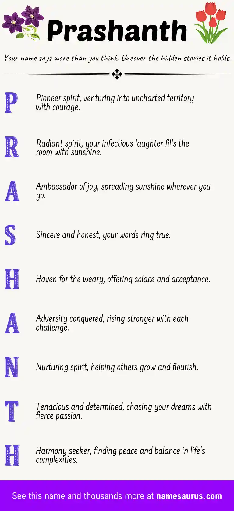 Acrostic poem about Prashanth.