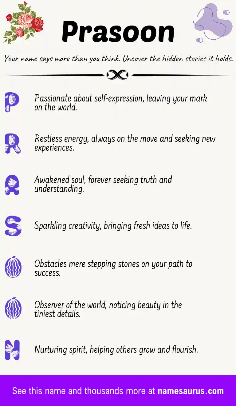Acrostic poem about Prasoon.