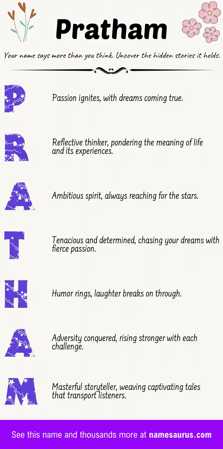 Acrostic poem about Pratham.