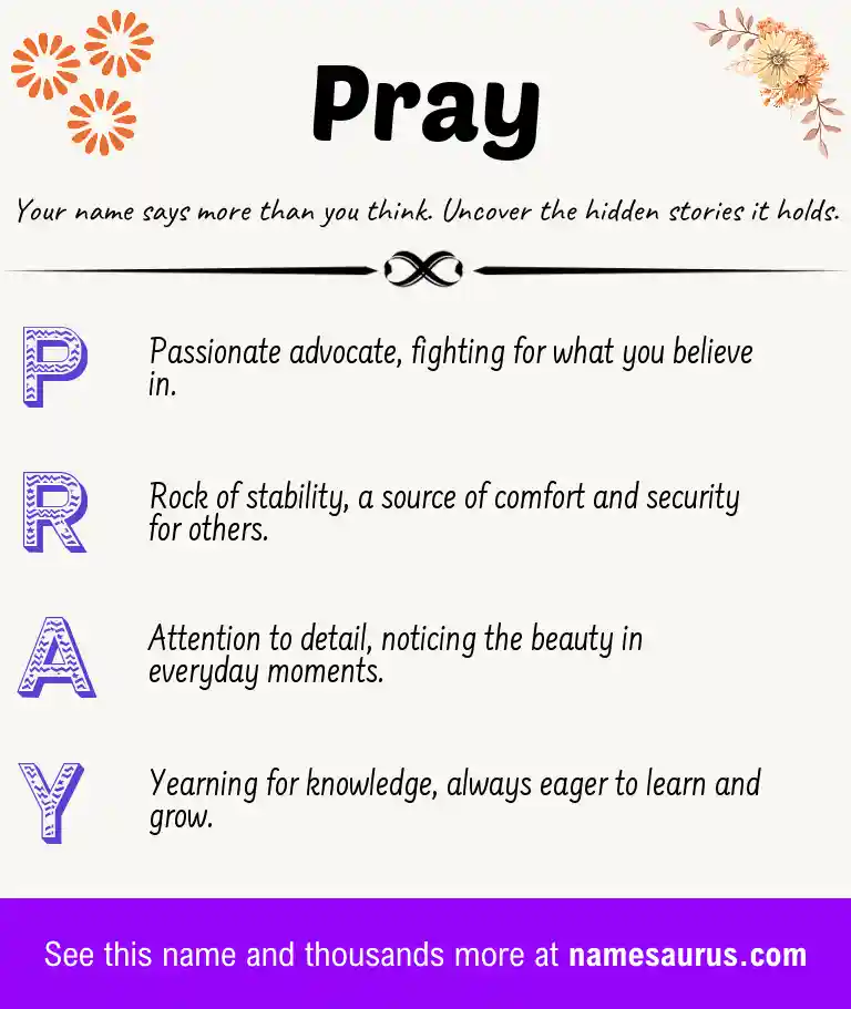 Acrostic poem about Pray.