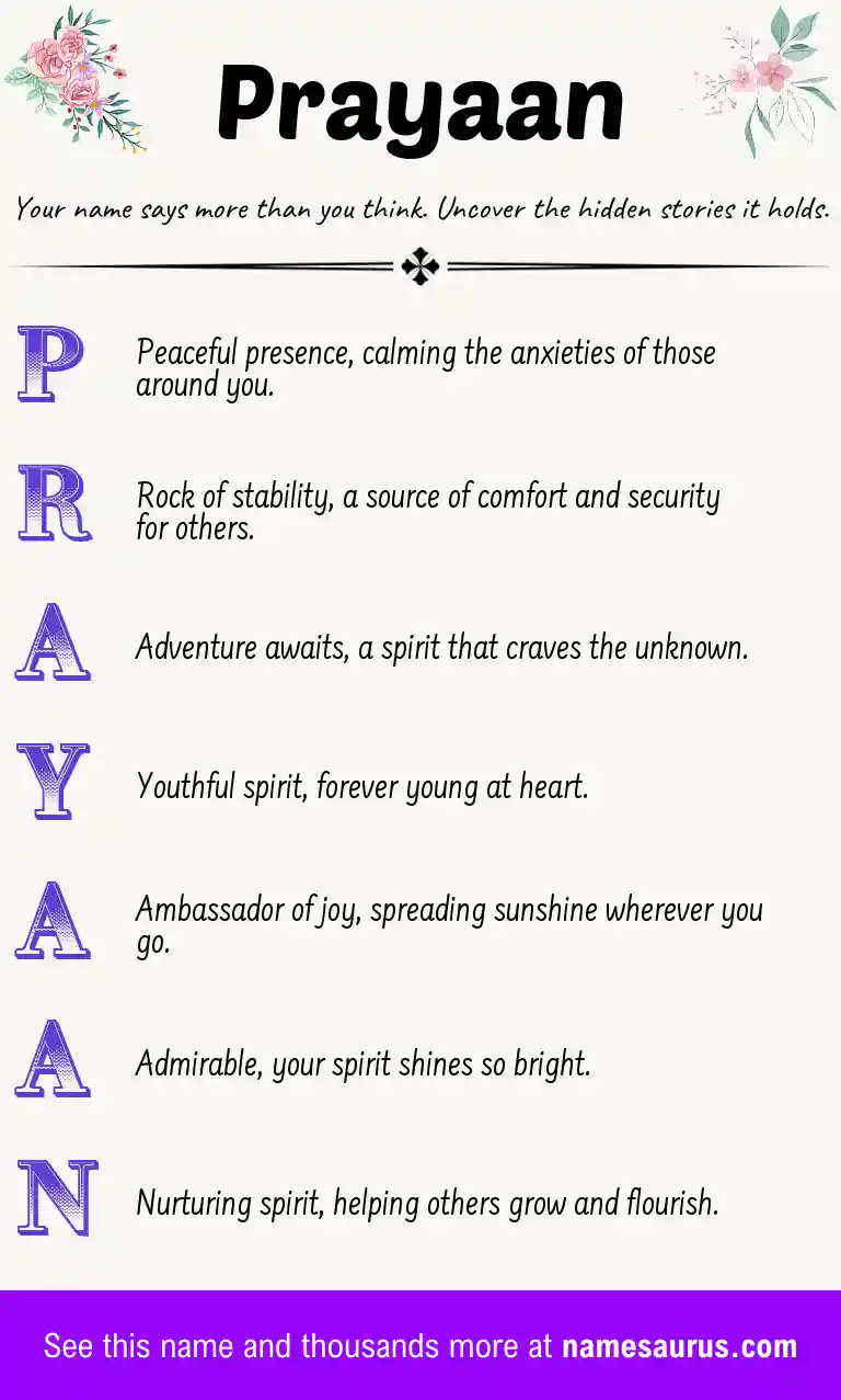 Acrostic poem about Prayaan.