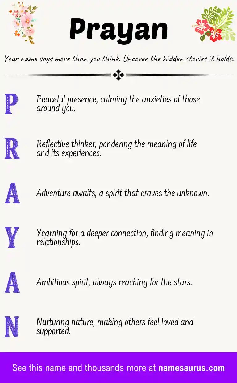 Acrostic poem about Prayan.