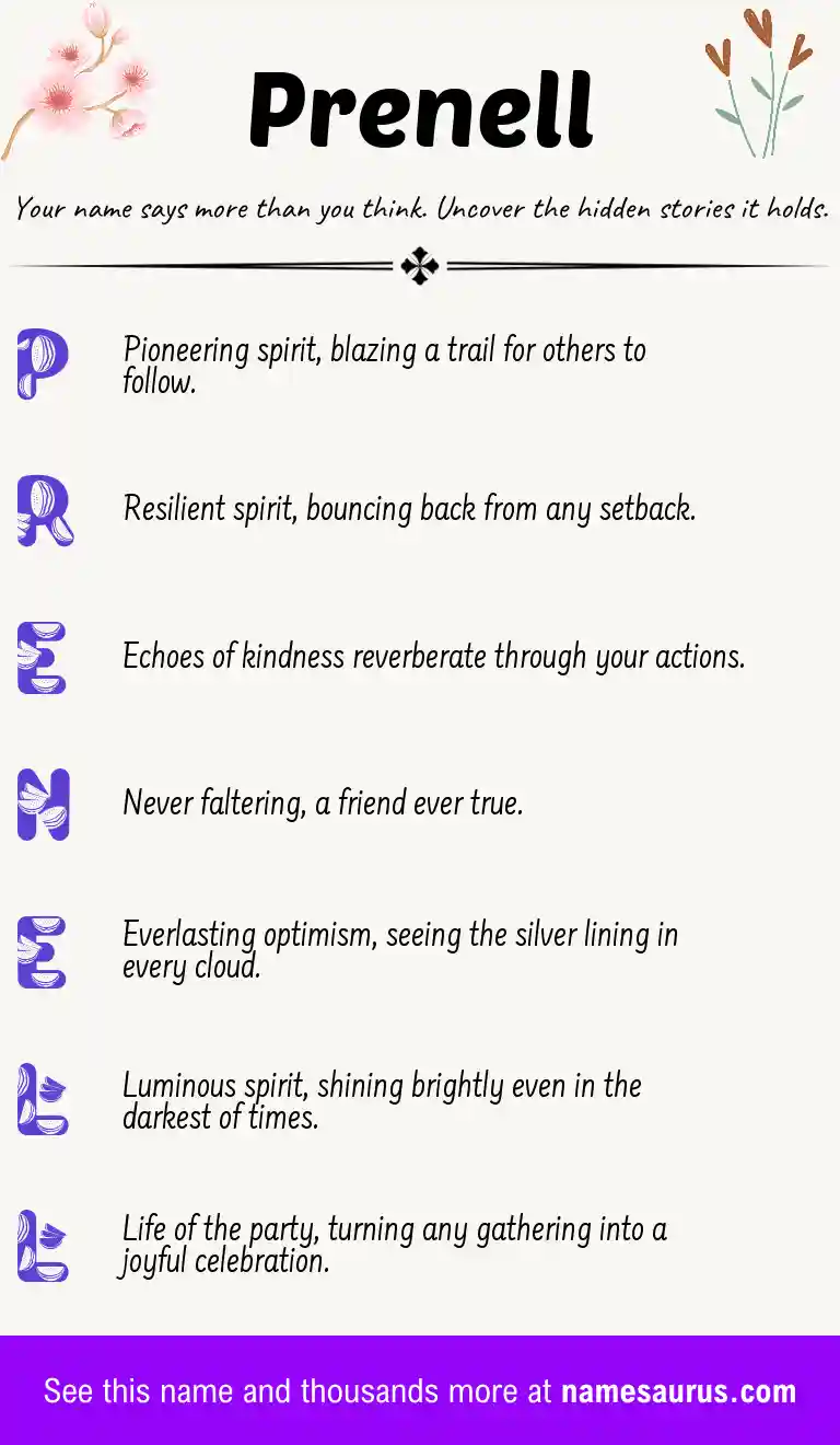 Acrostic poem about Prenell.
