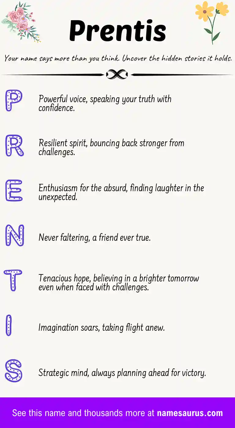 Acrostic poem about Prentis.