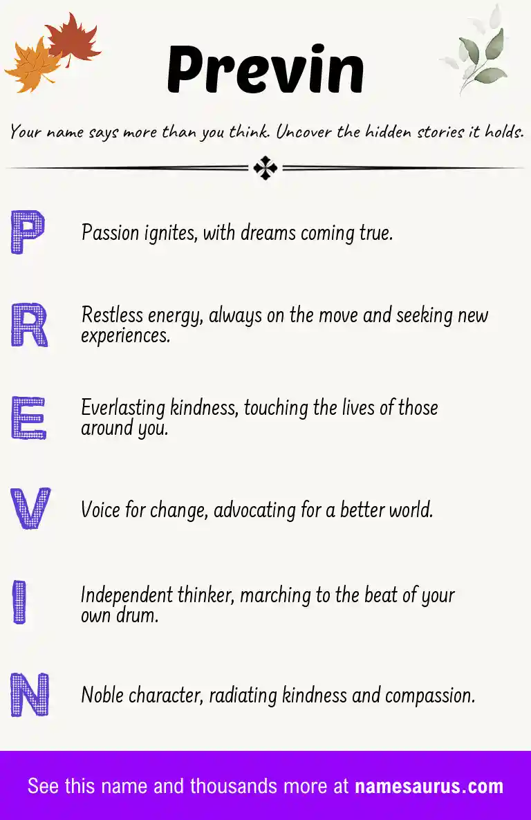 Acrostic poem about Previn.
