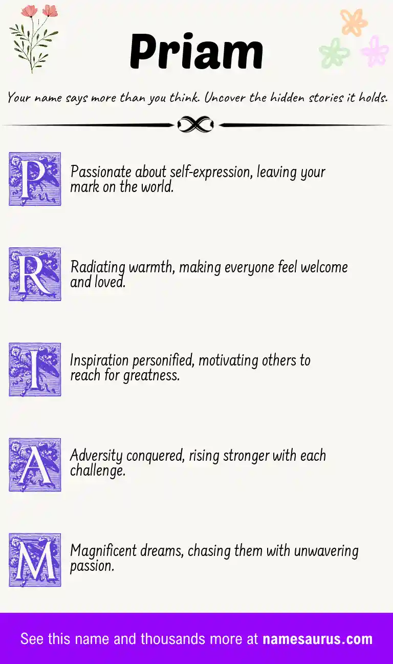 Acrostic poem about Priam.