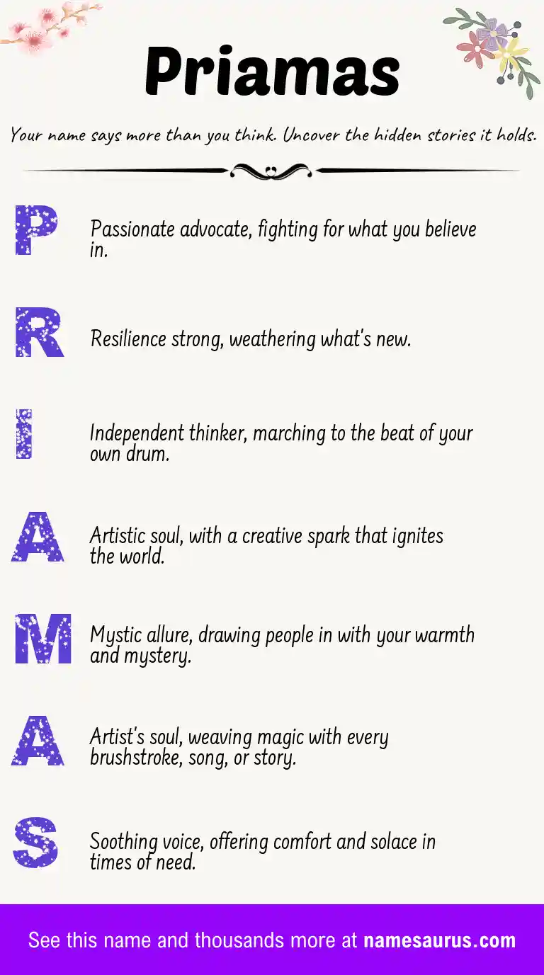Acrostic poem about Priamas.