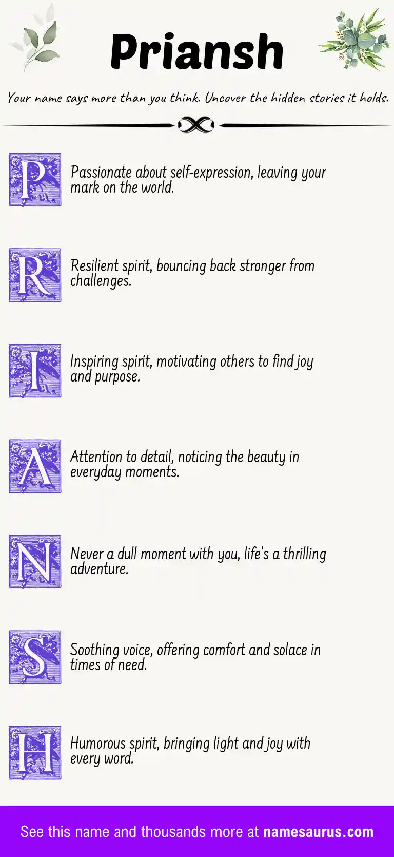 Acrostic poem about Priansh.