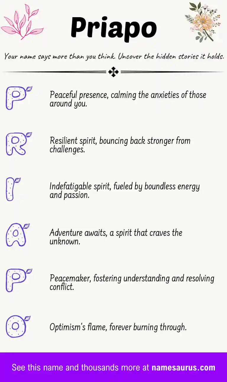 Acrostic poem about Priapo.