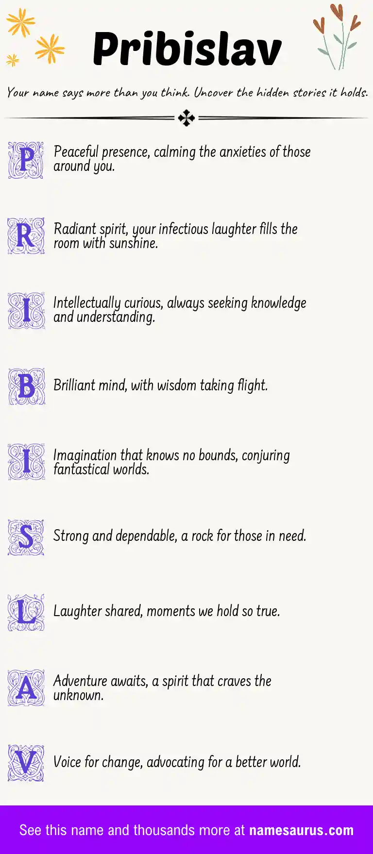 Acrostic poem about Pribislav.