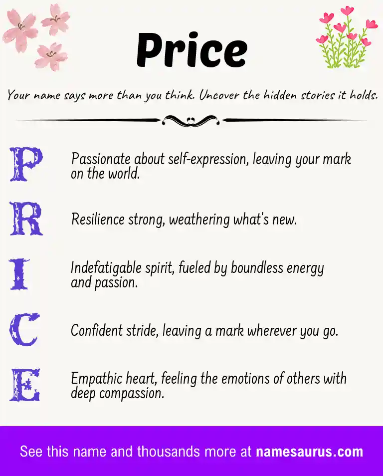 Acrostic poem about Price.