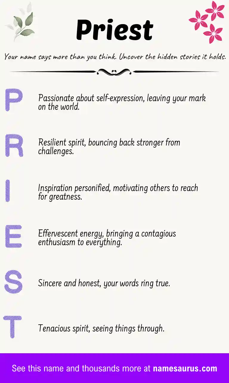 Acrostic poem about Priest.
