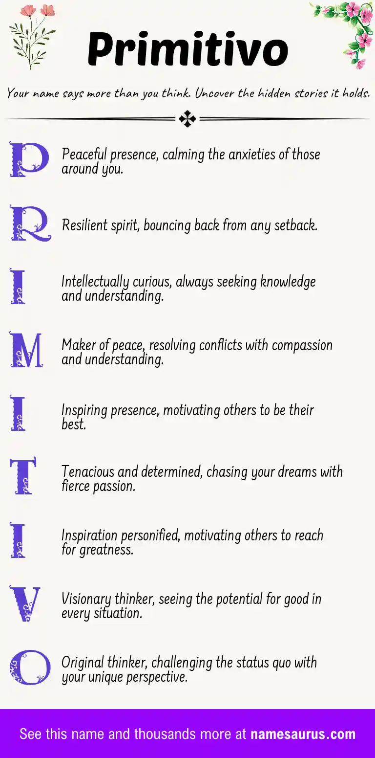 Acrostic poem about Primitivo.