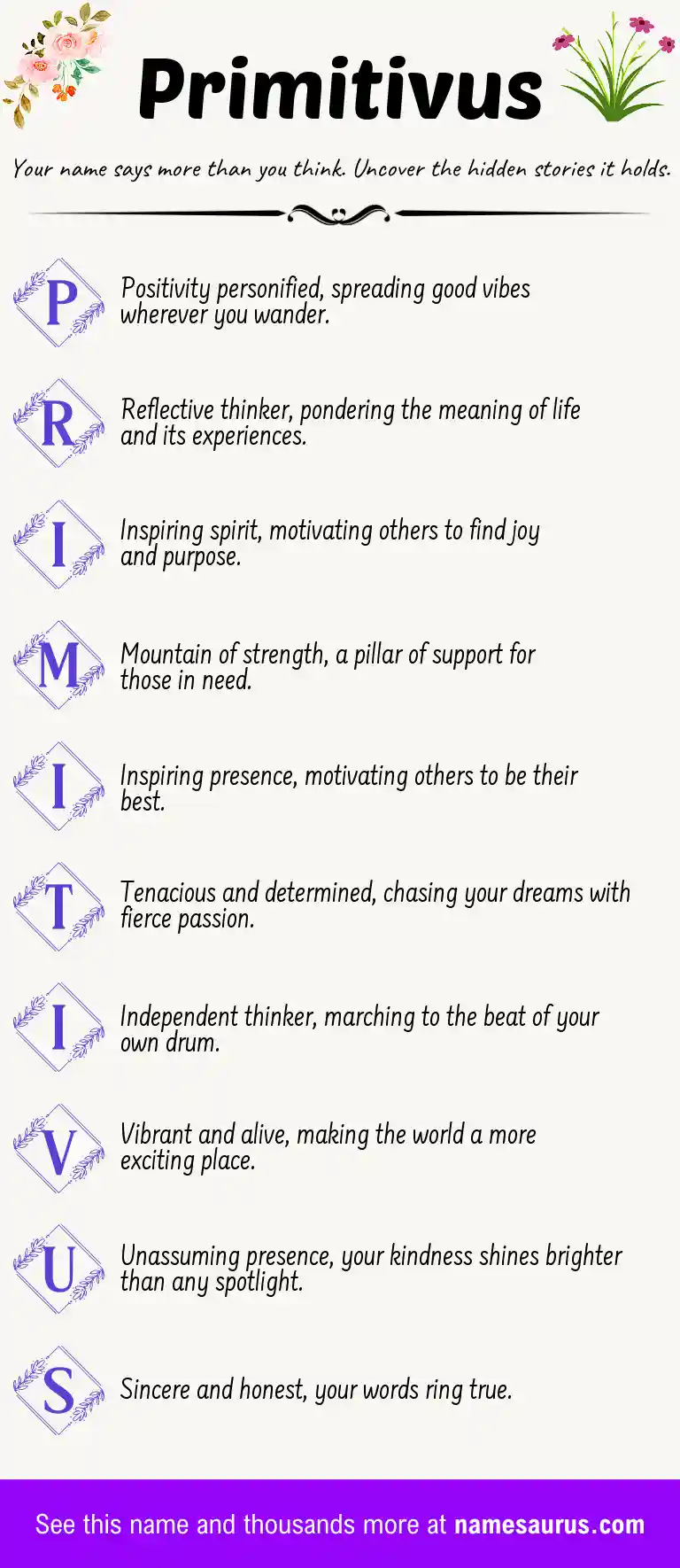 Acrostic poem about Primitivus.
