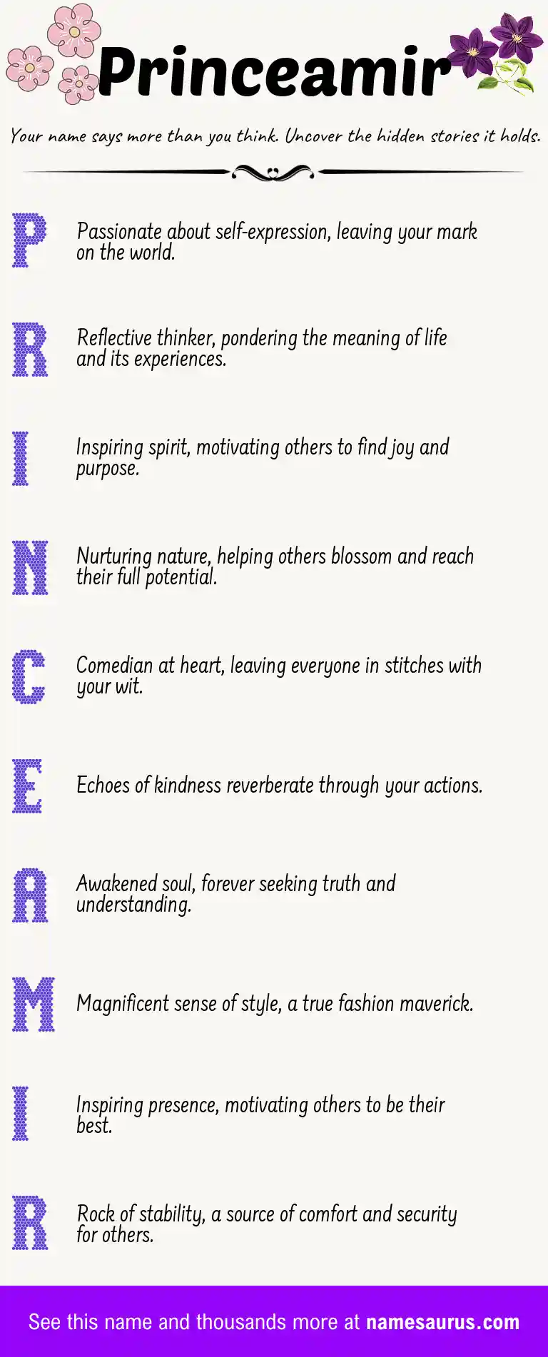 Acrostic poem about Princeamir.
