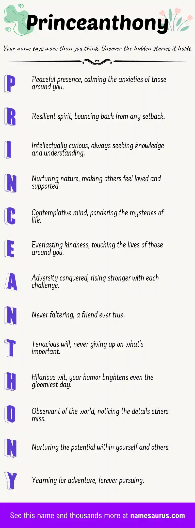 Acrostic poem about Princeanthony.