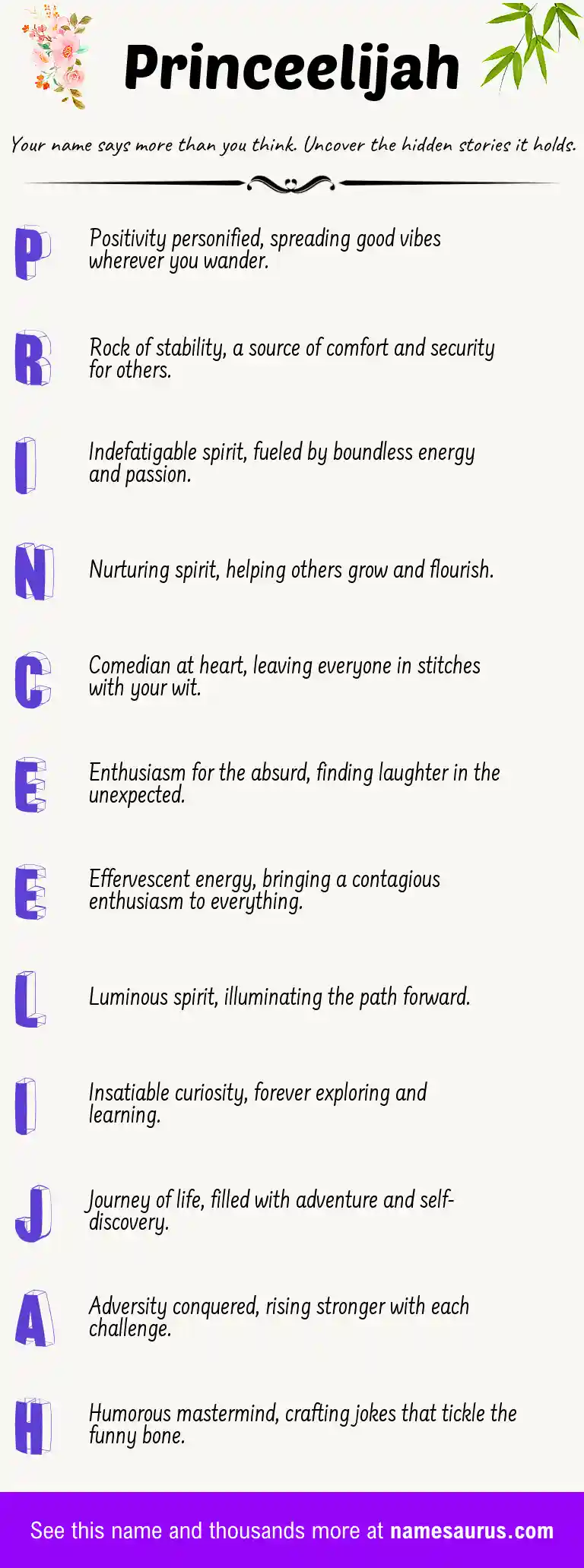 Acrostic poem about Princeelijah.