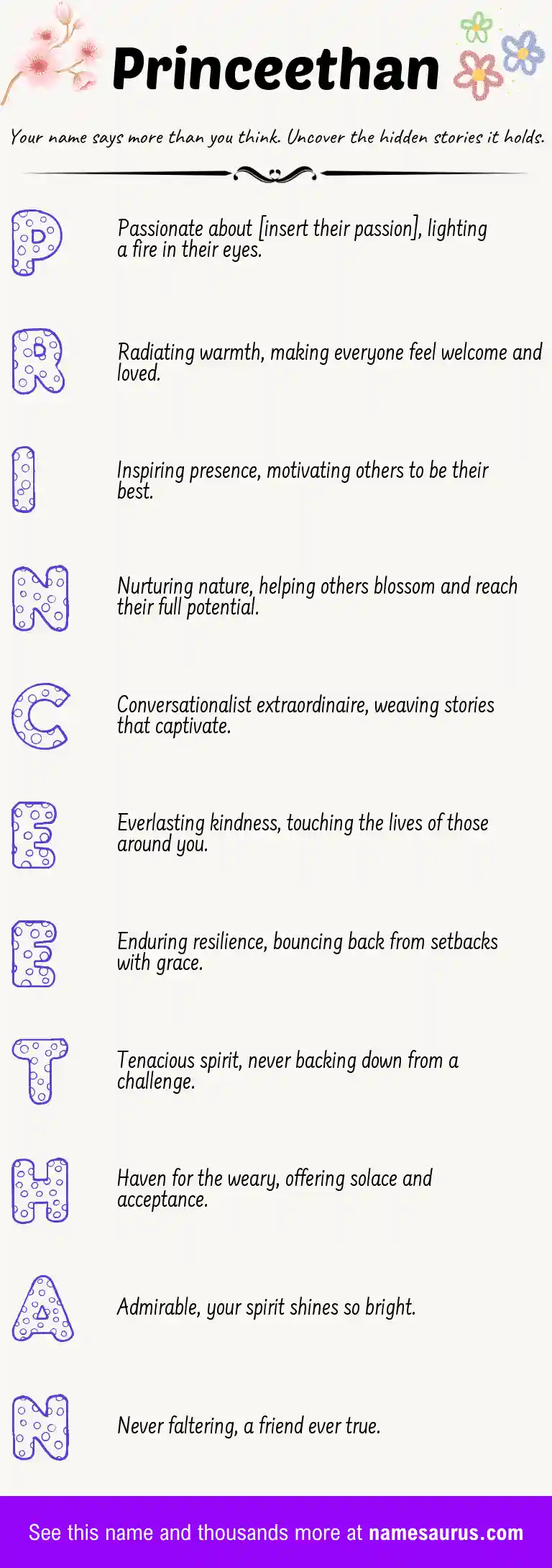 Acrostic poem about Princeethan.
