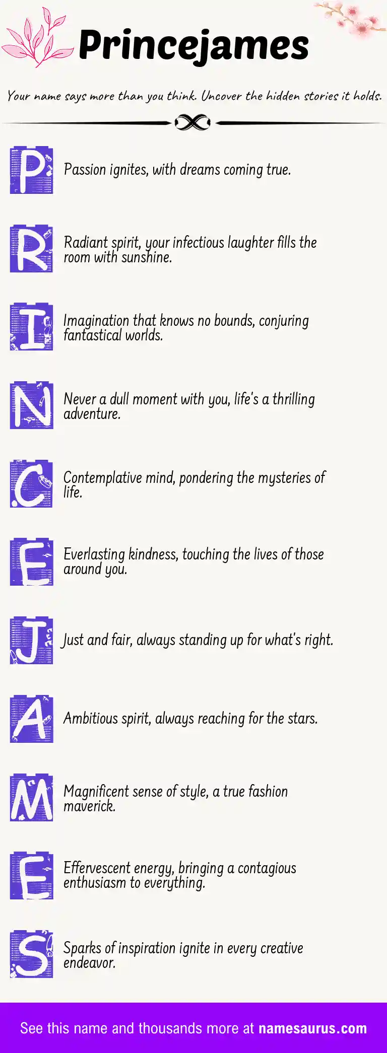 Acrostic poem about Princejames.