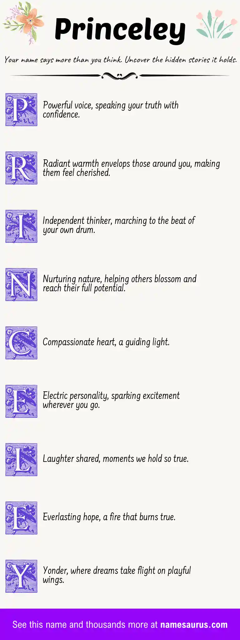 Acrostic poem about Princeley.