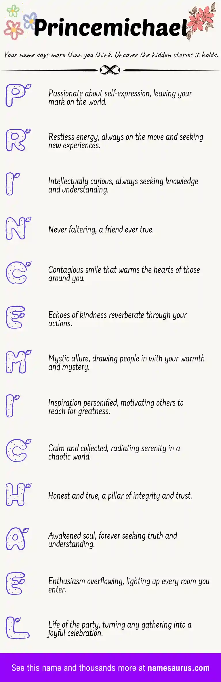 Acrostic poem about Princemichael.