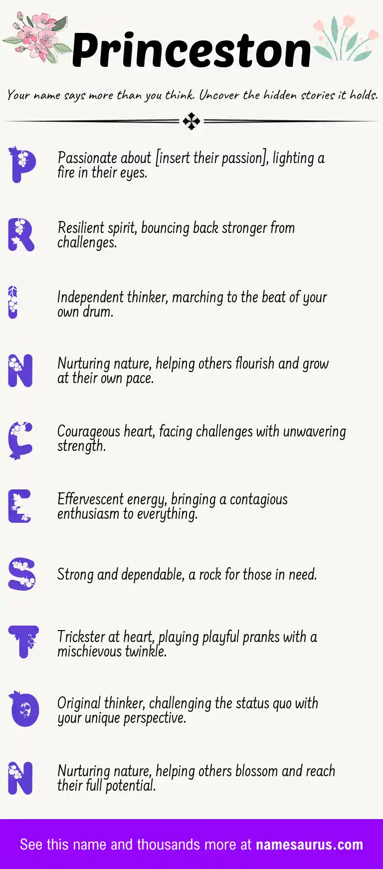 Acrostic poem about Princeston.