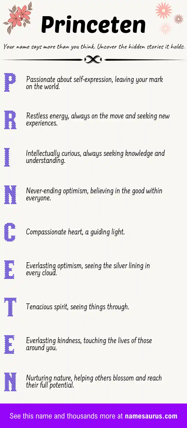 Acrostic poem about Princeten.