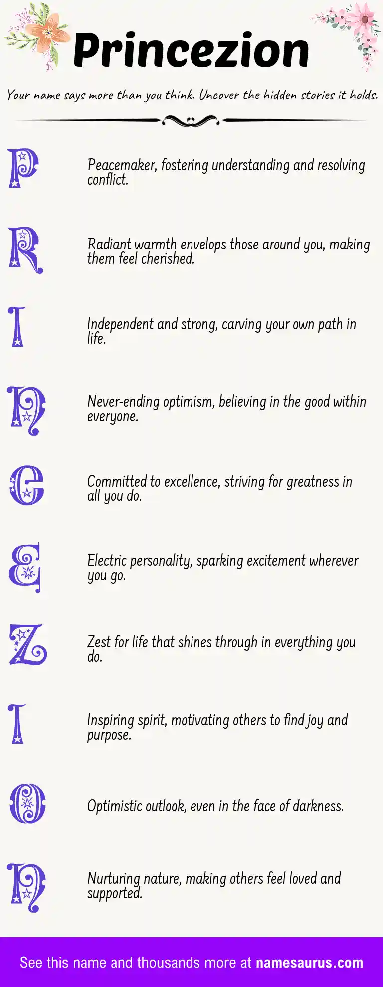 Acrostic poem about Princezion.