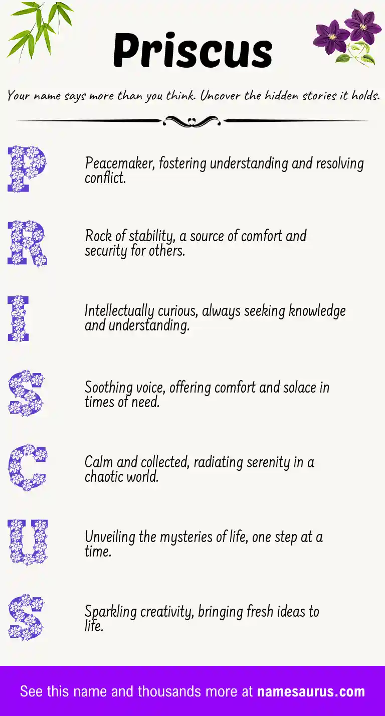 Acrostic poem about Priscus.