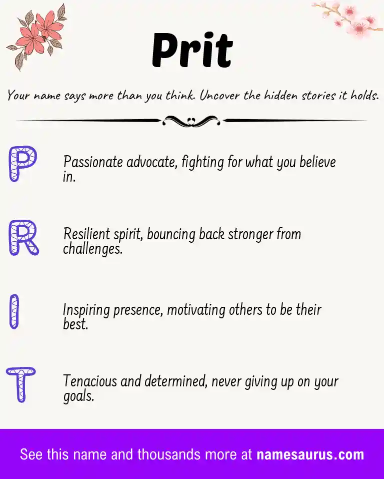 Acrostic poem about Prit.