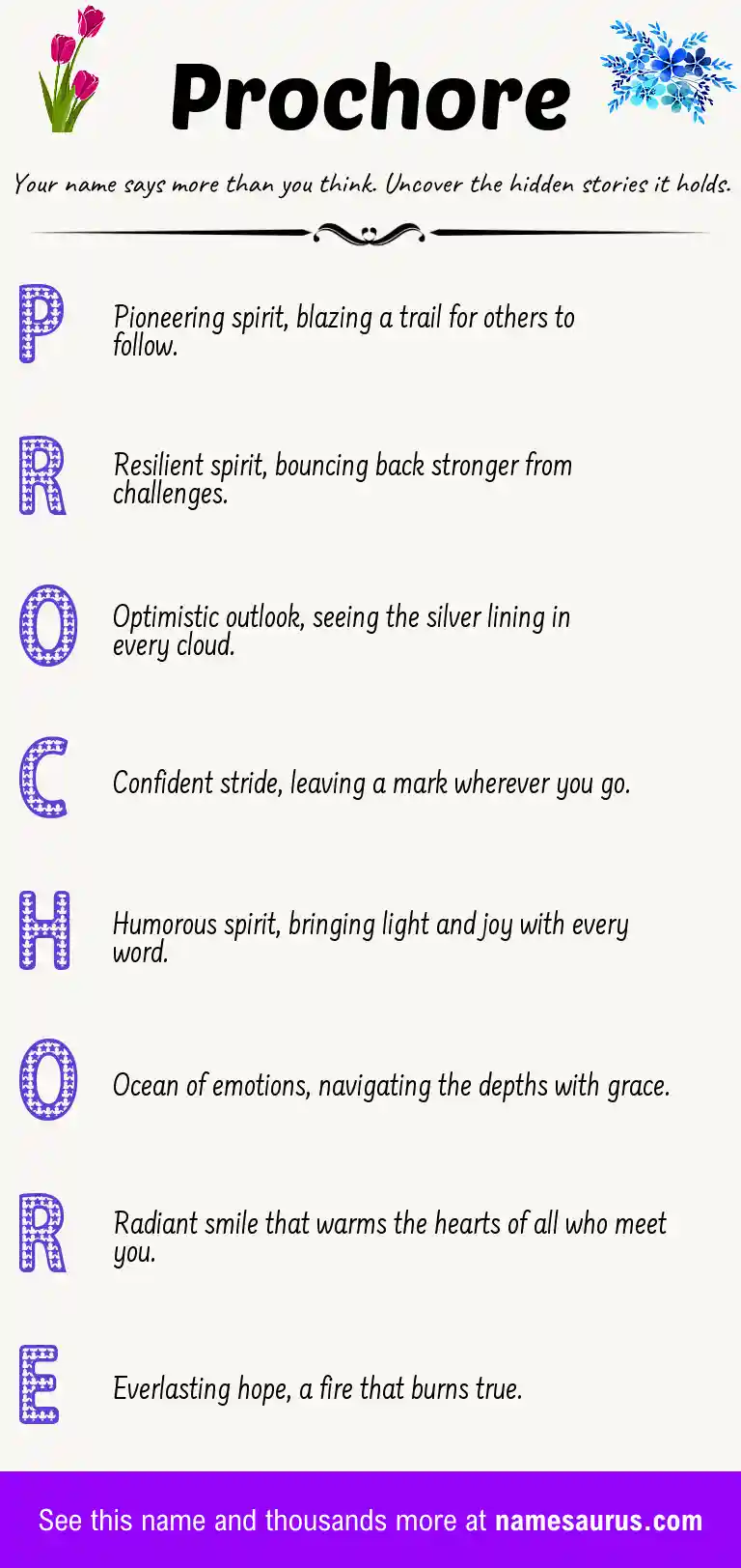 Acrostic poem about Prochore.