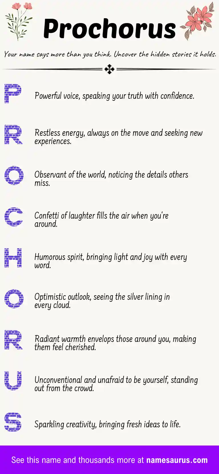 Acrostic poem about Prochorus.