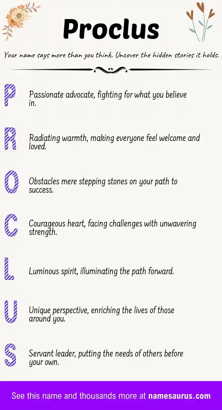 Acrostic poem about Proclus.