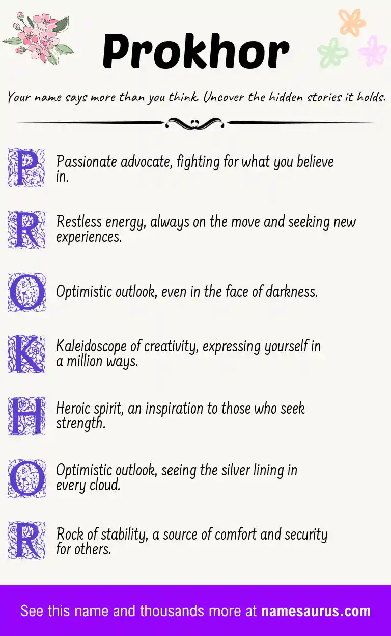 Acrostic poem about Prokhor.
