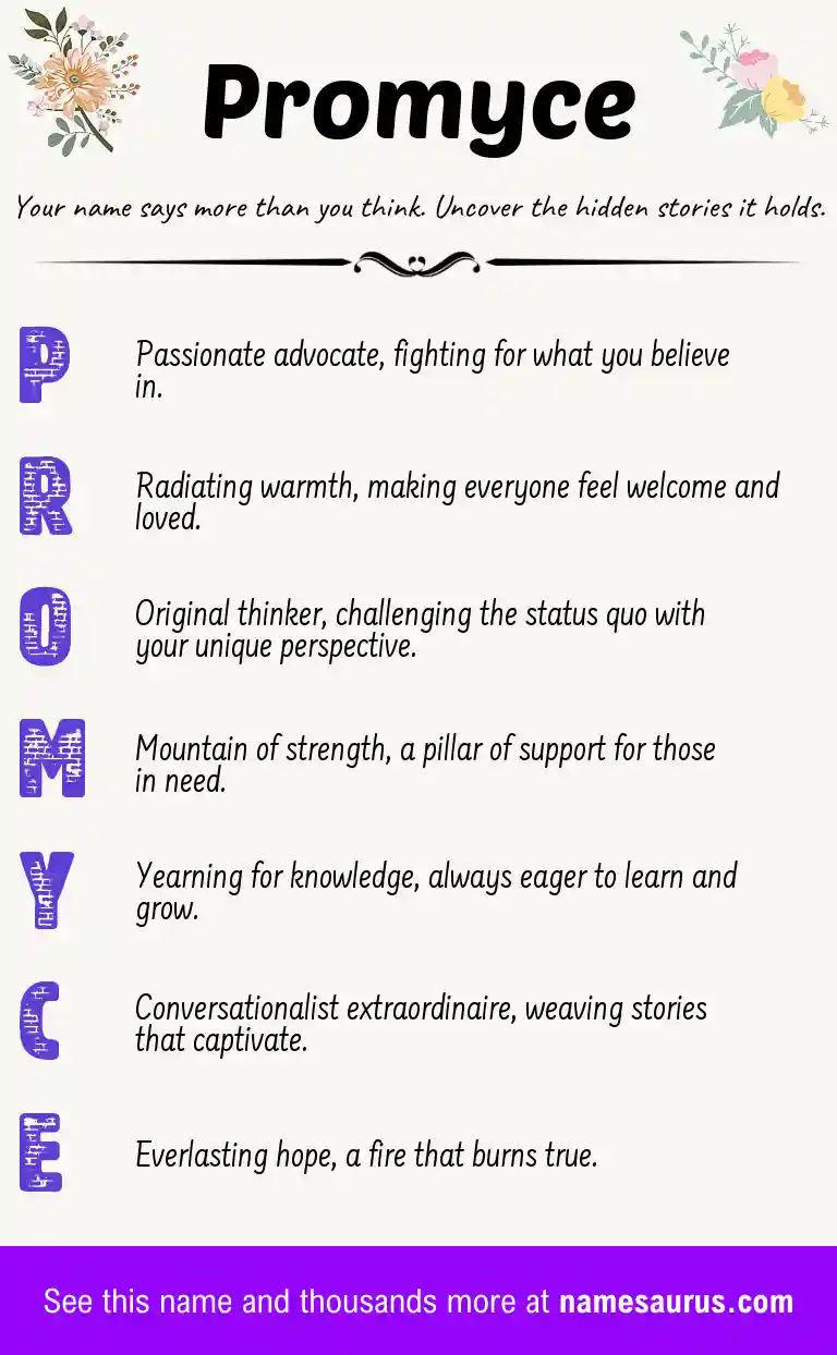 Acrostic poem about Promyce.