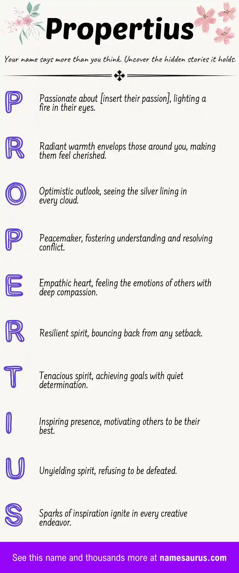 Acrostic poem about Propertius.