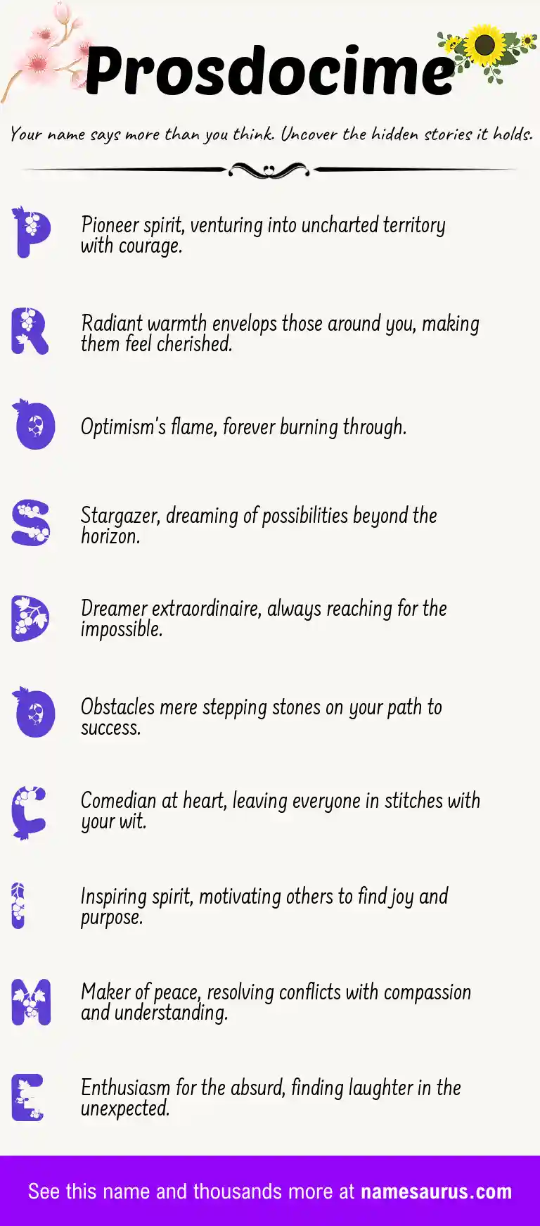 Acrostic poem about Prosdocime.