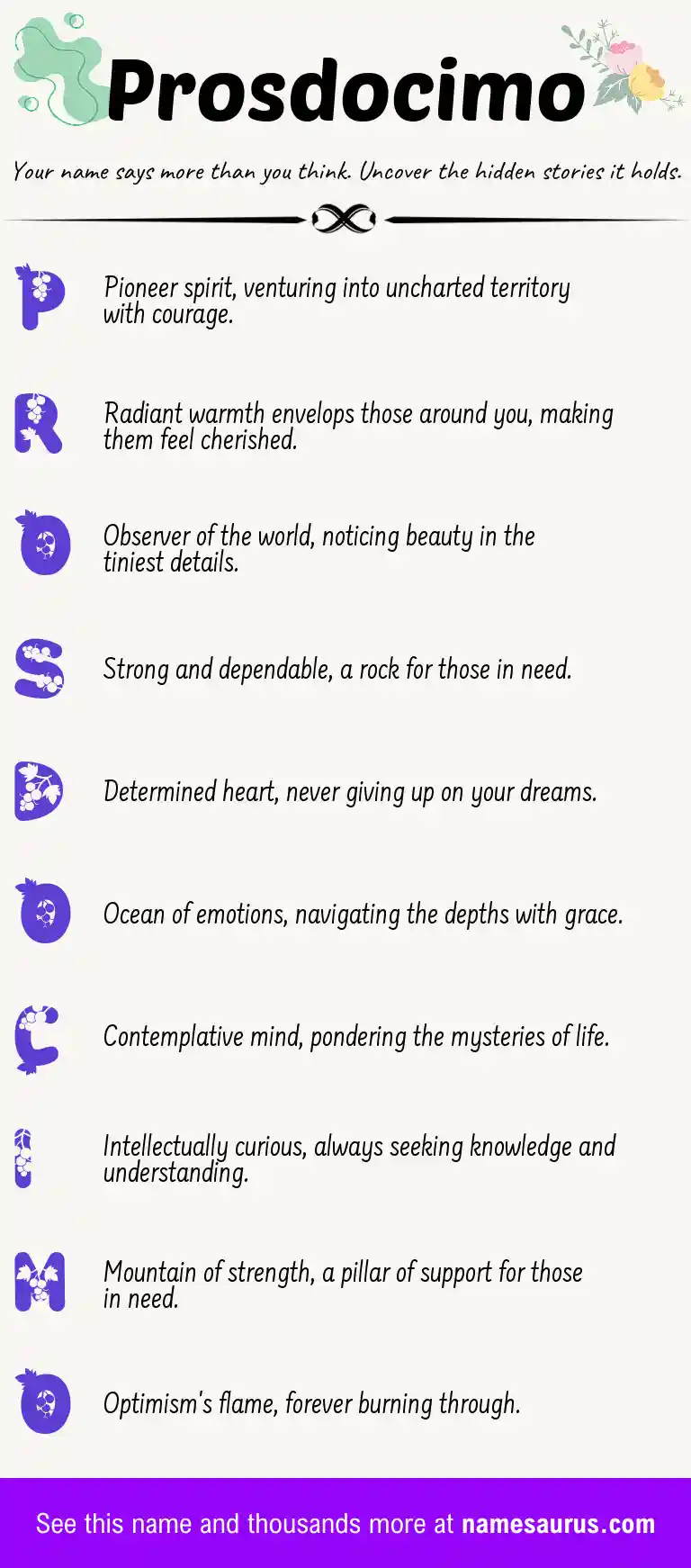 Acrostic poem about Prosdocimo.