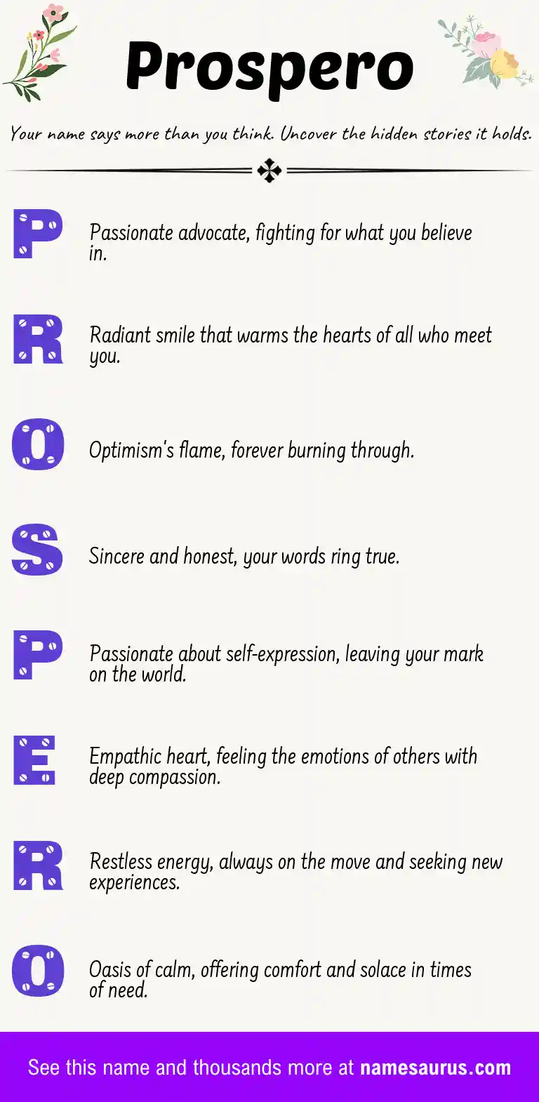 Acrostic poem about Prospero.