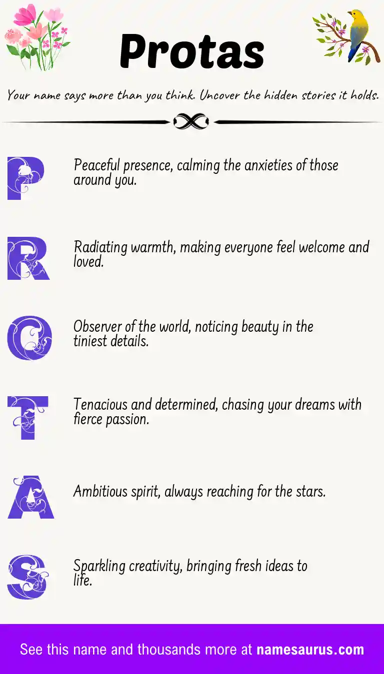 Acrostic poem about Protas.