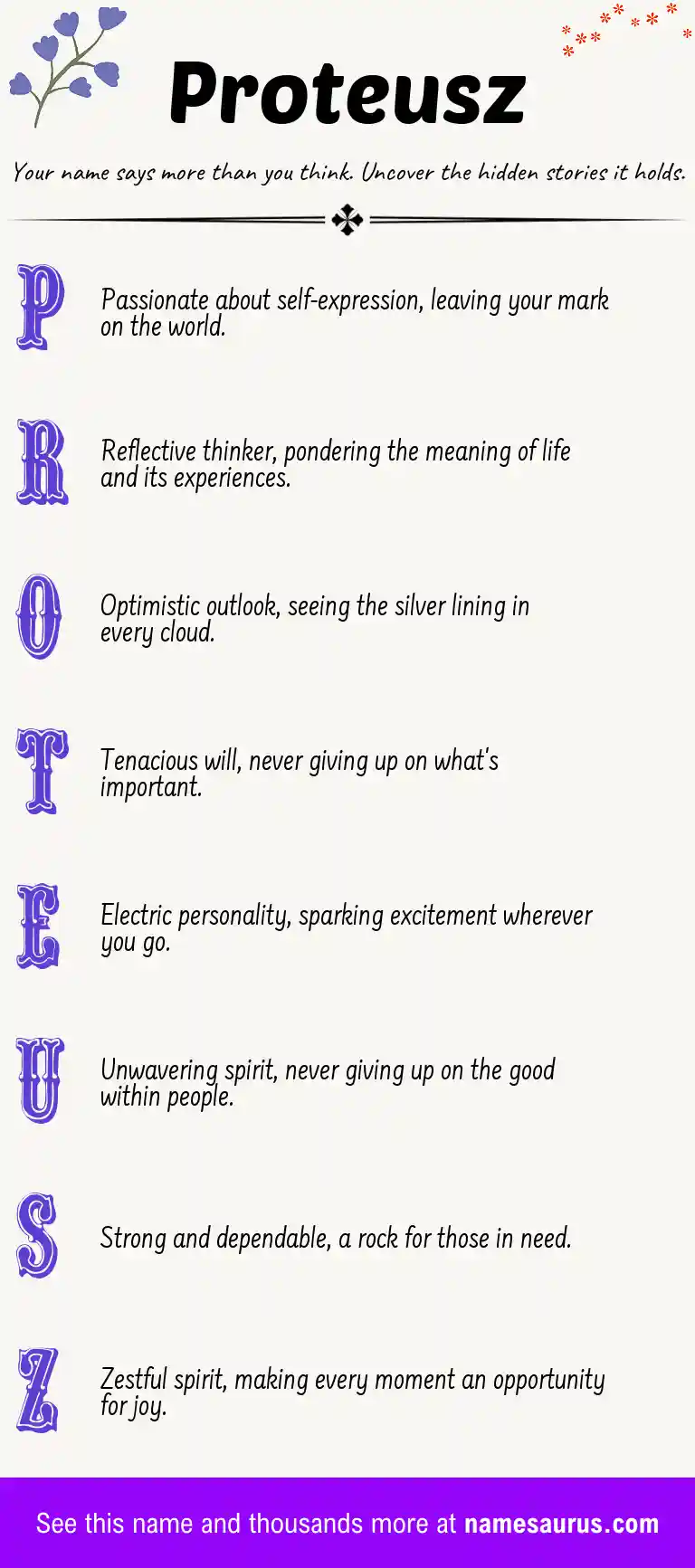 Acrostic poem about Proteusz.