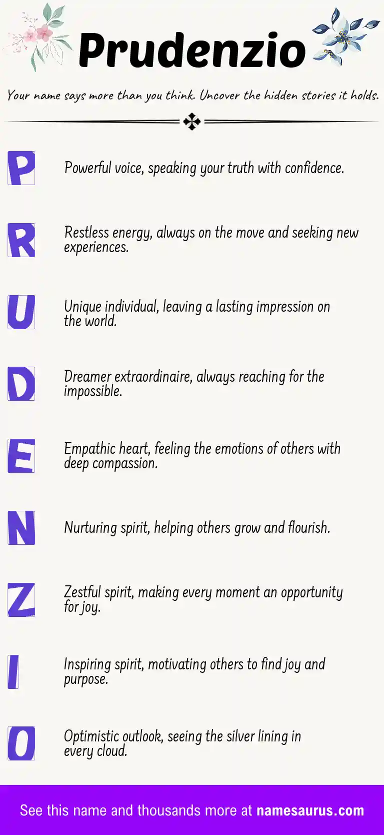 Acrostic poem about Prudenzio.