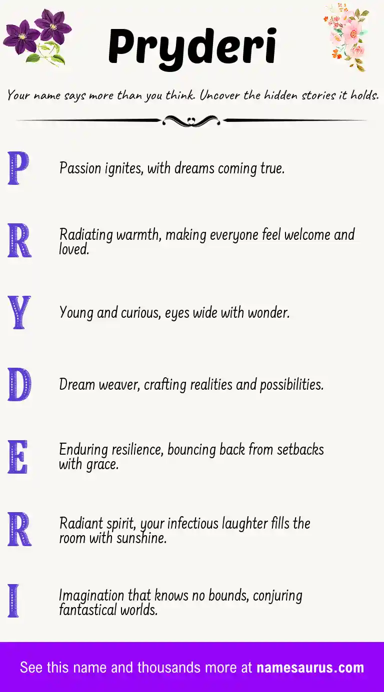 Acrostic poem about Pryderi.