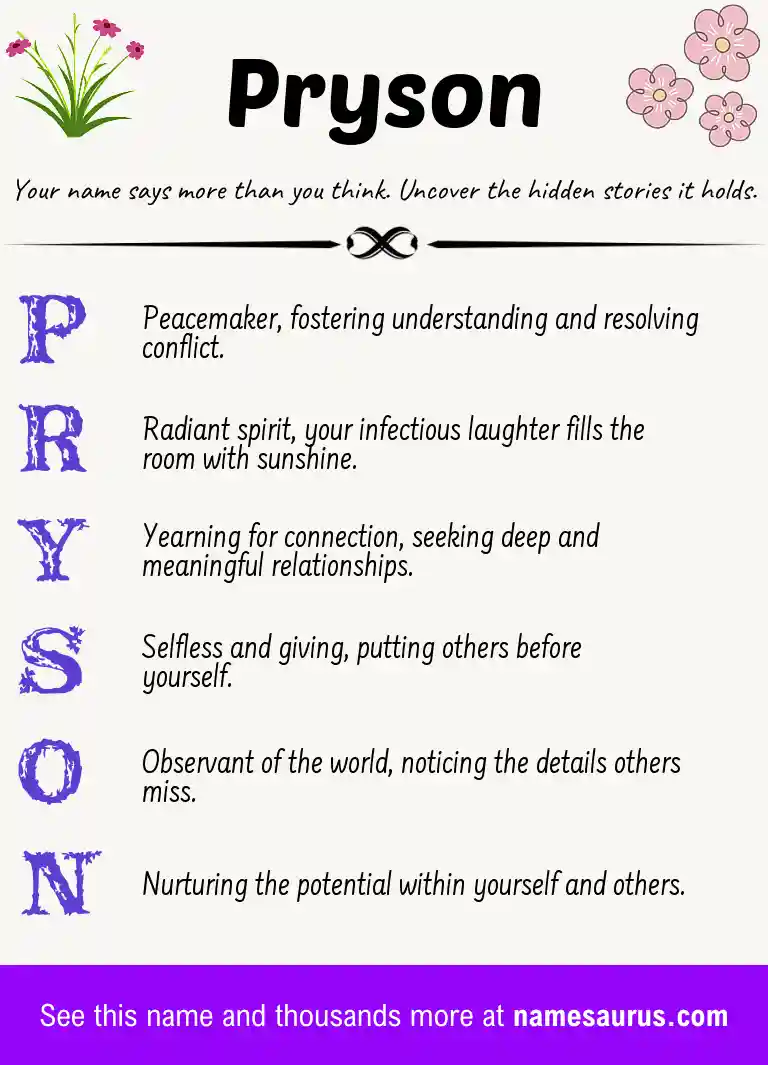 Acrostic poem about Pryson.